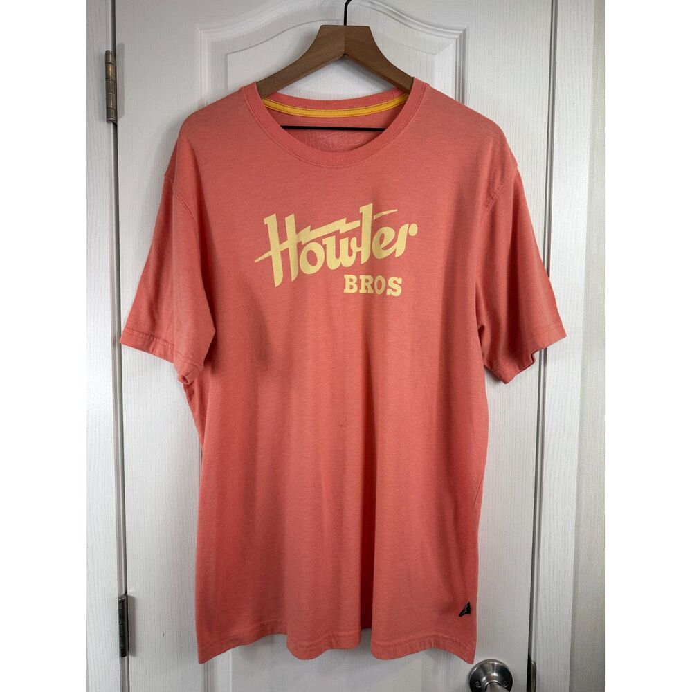 Howler Bros Logo T-Shirt Men’s XL Coral Orange Graphic Tee Surf Outdoor *Read*